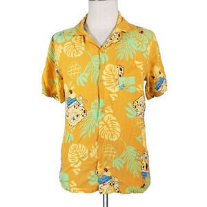 Nickelodeon SpongeBob SquarePants Hawaiian shirt men's medium orange tropical